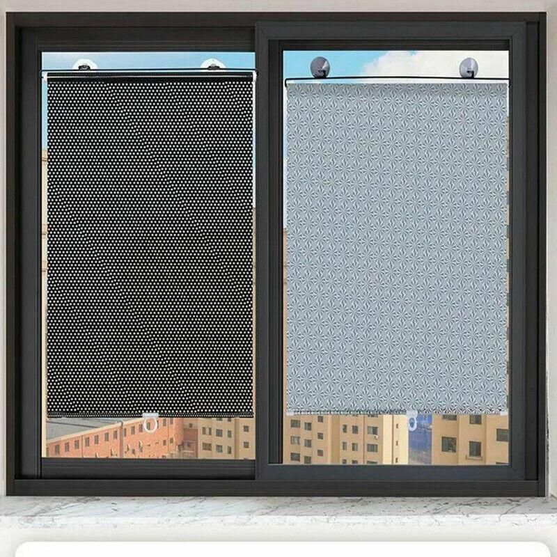 Silver Roller Blinds Suction Cup Sunshade Blackout Curtains Car Home Window Curtains - 40 X 125 CM