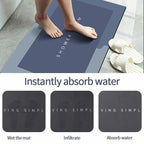 40*60CM Super Absorbent Floor Mat Soft Quick-Drying Non-Slip Diatom Mud Bath - Grey-Oval
