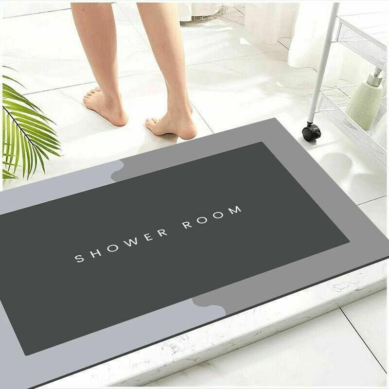 40*60CM Super Absorbent Floor Mat Soft Quick-Drying Non-Slip Diatom Mud Bath - Grey-Oval