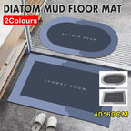 40*60CM Super Absorbent Floor Mat Soft Quick-Drying Non-Slip Diatom Mud Bath - Blue-Retangle