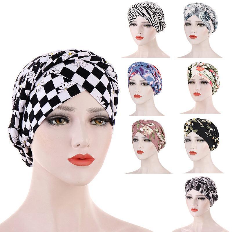 Women Floral Turban Head Wrap Cap Comfortable Chemo Headscarf Headwear - Pink