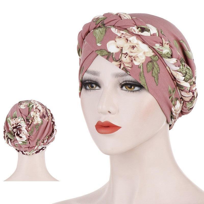 Women Floral Turban Head Wrap Cap Comfortable Chemo Headscarf Headwear - Pink