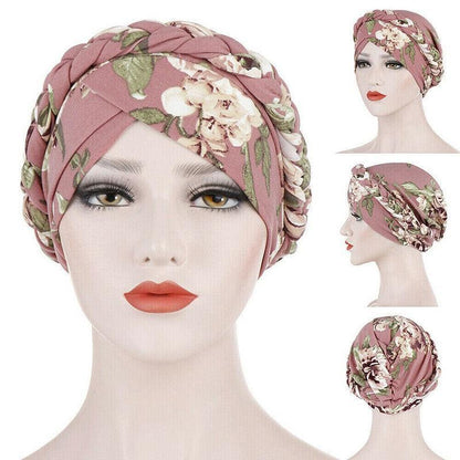 Women Floral Turban Head Wrap Cap Comfortable Chemo Headscarf Headwear - Pink