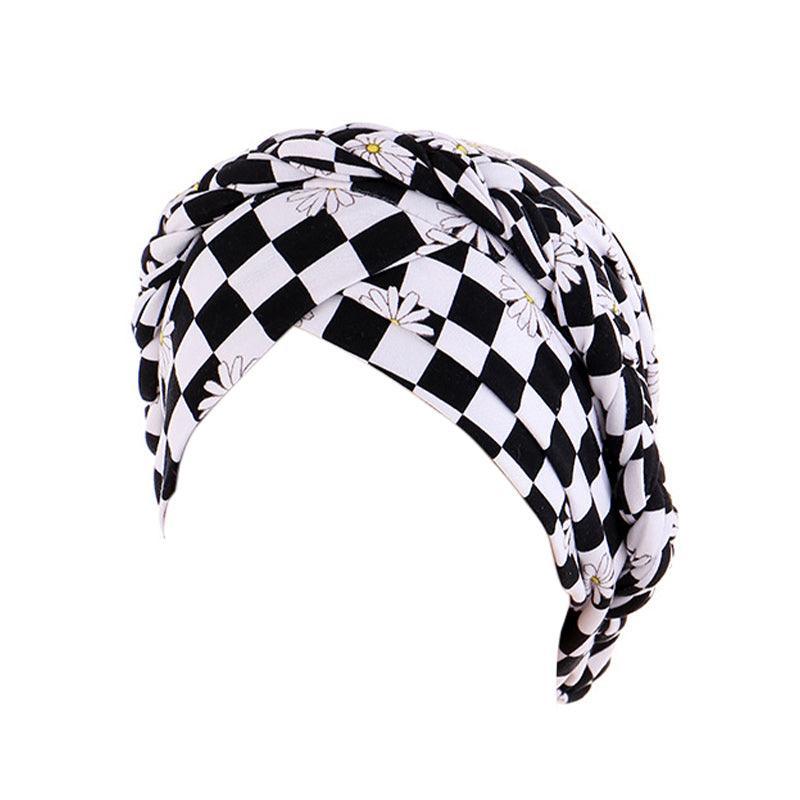 Women Floral Turban Head Wrap Cap Comfortable Chemo Headscarf Headwear - Black