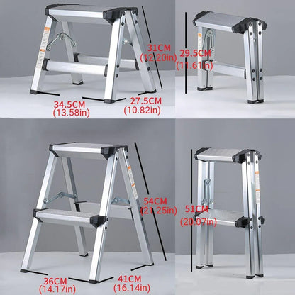 Portable Aluminium 1-3 Step Folding Ladder Anti-Slip Frame Stool for Home Use - 1 step Folding Ladder