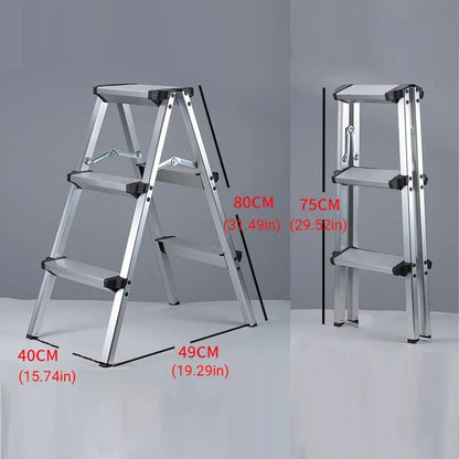 Portable Aluminium 1-3 Step Folding Ladder Anti-Slip Frame Stool for Home Use - 1 step Folding Ladder