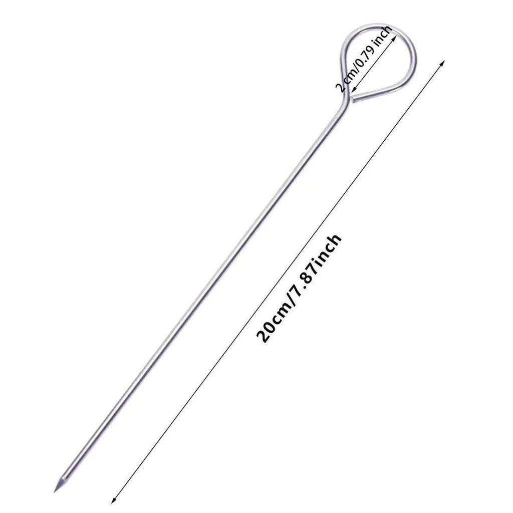 12PC Metal BBQ Skewers Reusable 20cm Grill Sticks Kebab Grilling Tools