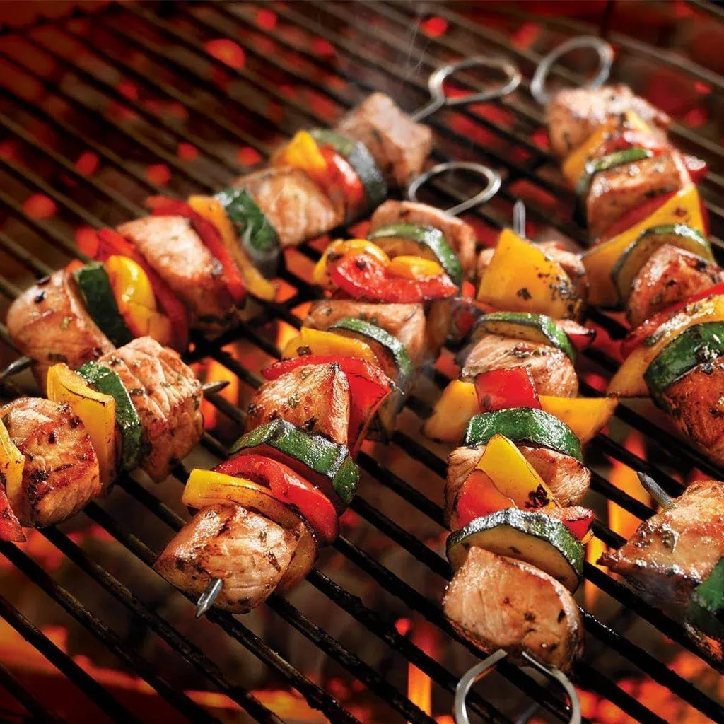 12PC Metal BBQ Skewers Reusable 20cm Grill Sticks Kebab Grilling Tools