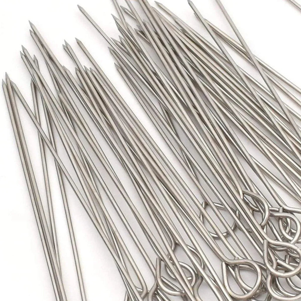 12PC Metal BBQ Skewers Reusable 20cm Grill Sticks Kebab Grilling Tools