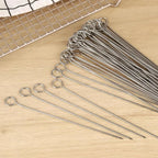 12PC Metal BBQ Skewers Reusable 20cm Grill Sticks Kebab Grilling Tools