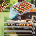 12PC Metal BBQ Skewers Reusable 20cm Grill Sticks Kebab Grilling Tools
