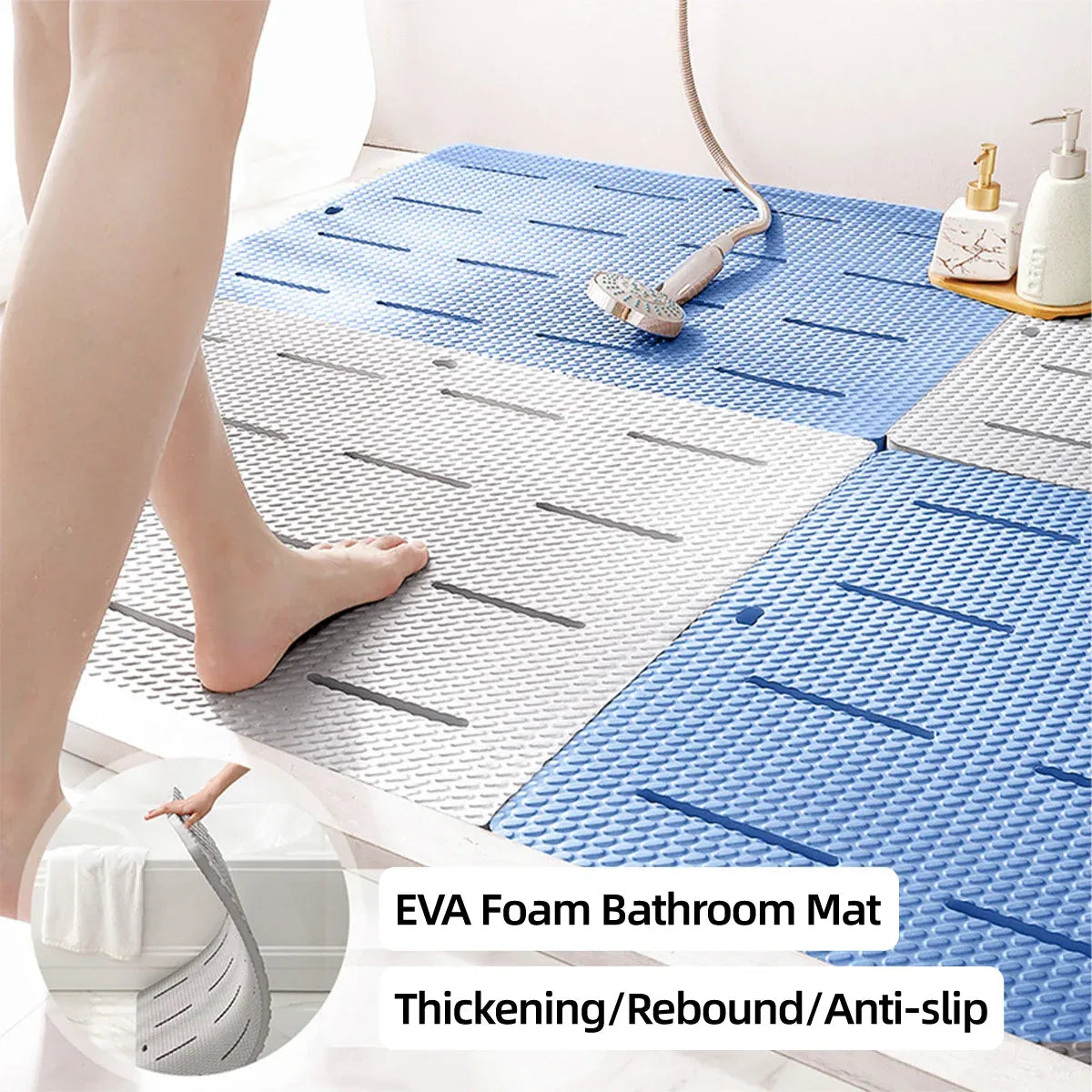 Bathroom Floor Mat Non Slip Shower Rug Soft Quick Dry Household Bath Carpet Mat - Grey