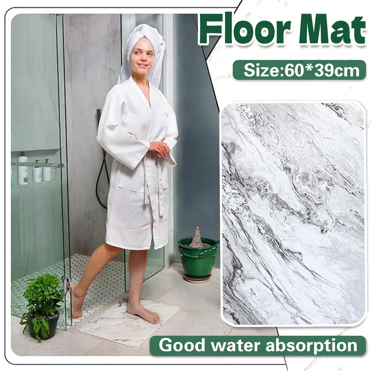 Diatom Mud Water Absorbing Mat Anti Slip Bathroom Floor Mat Absorbent Foot Rug