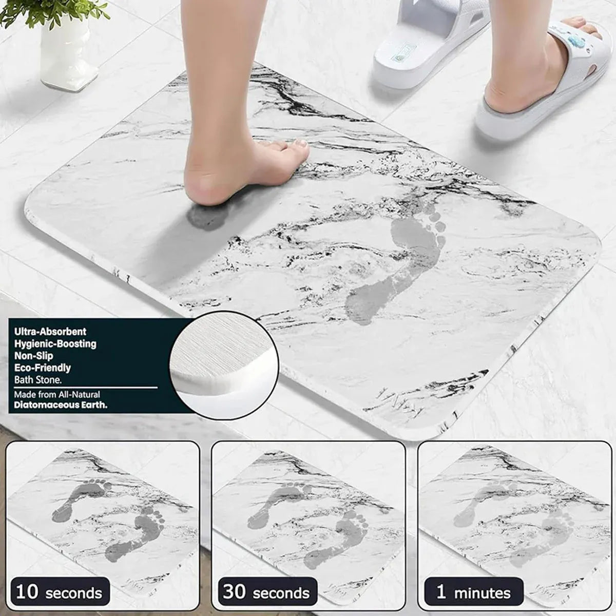 Diatom Mud Water Absorbing Mat Anti Slip Bathroom Floor Mat Absorbent Foot Rug