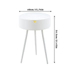 Modern Round Bedside Table with Storage White Small Coffee Side Table 40cm