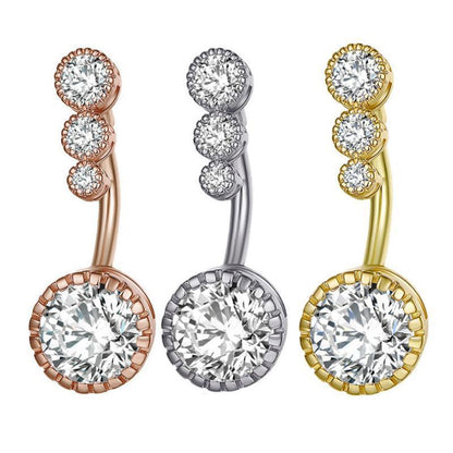 Belly Button Rings Bar Navel Steel Copper Zirconia Piercing Body Piercing - Silver
