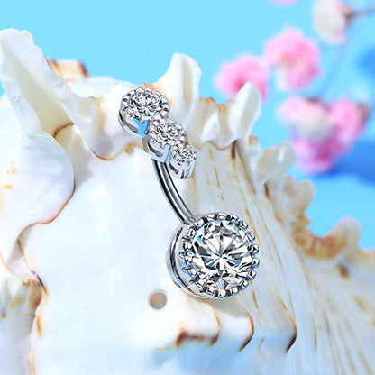Belly Button Rings Bar Navel Steel Copper Zirconia Piercing Body Piercing - Silver
