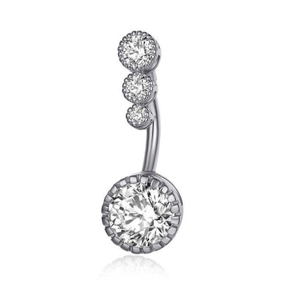 Belly Button Rings Bar Navel Steel Copper Zirconia Piercing Body Piercing - Silver