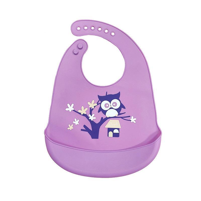 Silicone Waterproof Feeding Bib Apron with Pouch Easy to Clean Smock for Mealtime Use - Dinosaur