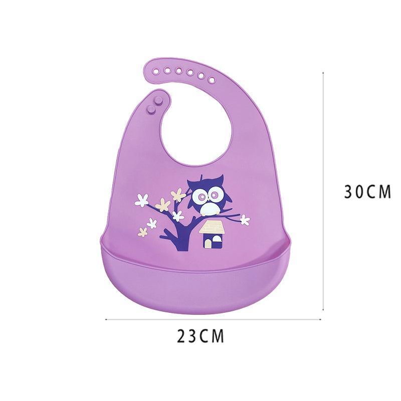 Silicone Waterproof Feeding Bib Apron with Pouch Easy to Clean Smock for Mealtime Use - Elephant