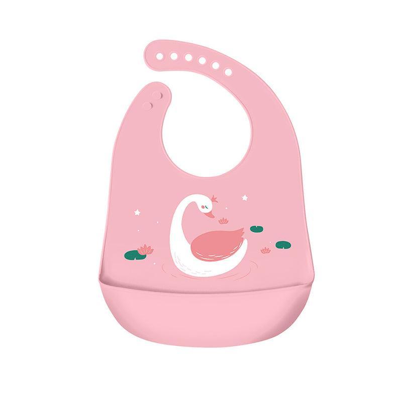 Silicone Waterproof Feeding Bib Apron with Pouch Easy to Clean Smock for Mealtime Use - Elephant