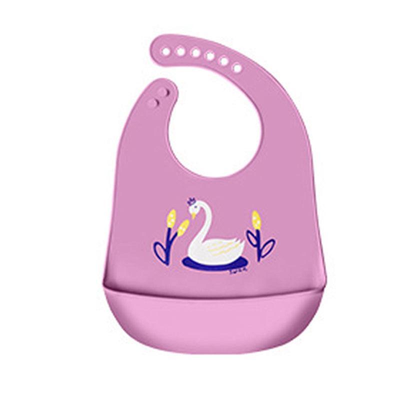 Silicone Waterproof Feeding Bib Apron with Pouch Easy to Clean Smock for Mealtime Use - Elephant