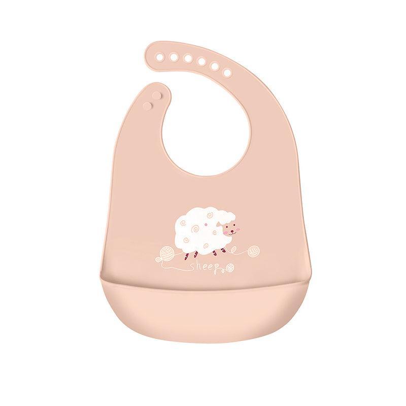 Silicone Waterproof Feeding Bib Apron with Pouch Easy to Clean Smock for Mealtime Use - Elephant
