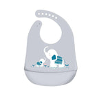 Silicone Waterproof Feeding Bib Apron with Pouch Easy to Clean Smock for Mealtime Use - Sheep