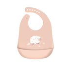 Silicone Waterproof Feeding Bib Apron with Pouch Easy to Clean Smock for Mealtime Use - Sheep