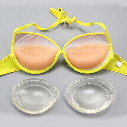 Triangle Push-Up Silicone Bra Inserts Breasts Pad Bikini Bra Cleavage Enhancers - Beige-Small