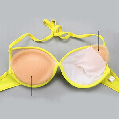 Triangle Push-Up Silicone Bra Inserts Breasts Pad Bikini Bra Cleavage Enhancers - Transparent-Big