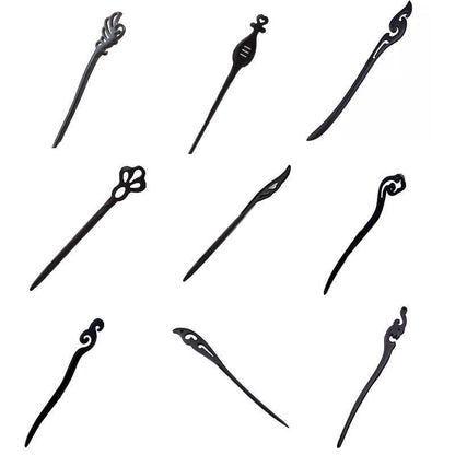 Retro Wooden Carved Hair Sticks Women Hairpin Barrette Chopsticks Accessories - H
