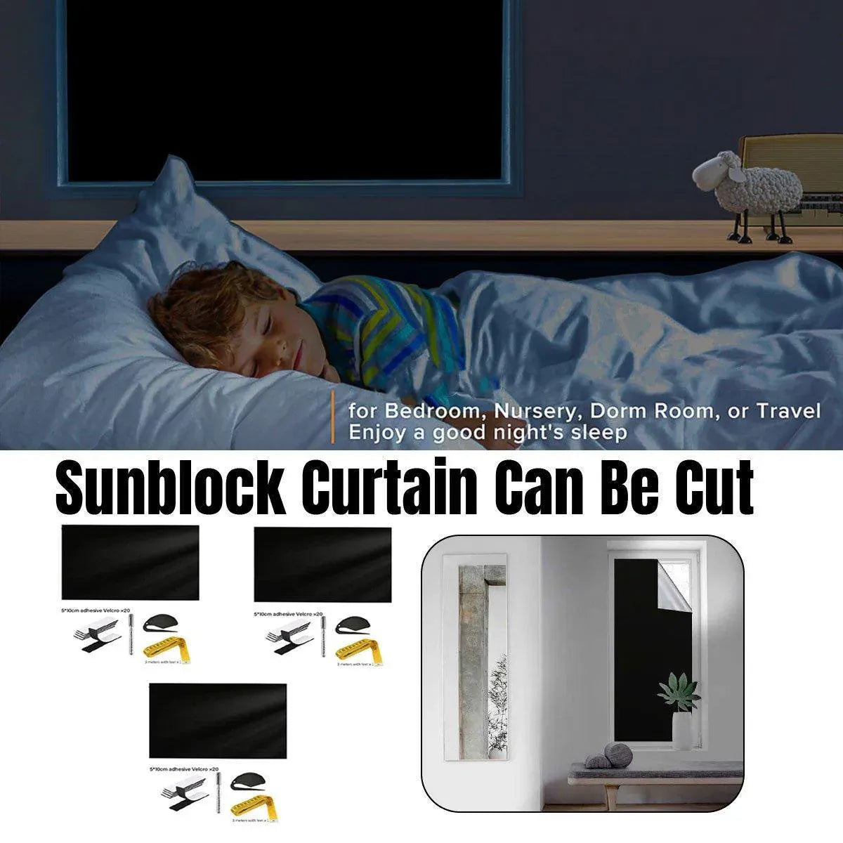 Portable Blackout Curtains for Sunscreen Window Shades Light Blocking Drapes - 1m x 1.45m
