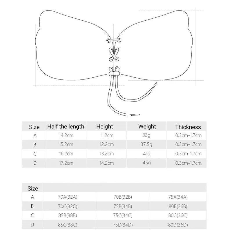 Strapless Backless Invisible Bra Push Up Stick On Silicone Lingerie Adjustable Nude - A