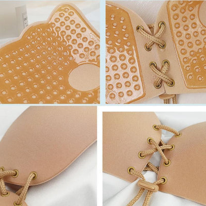 Strapless Backless Invisible Bra Push Up Stick On Silicone Lingerie Adjustable Nude - A