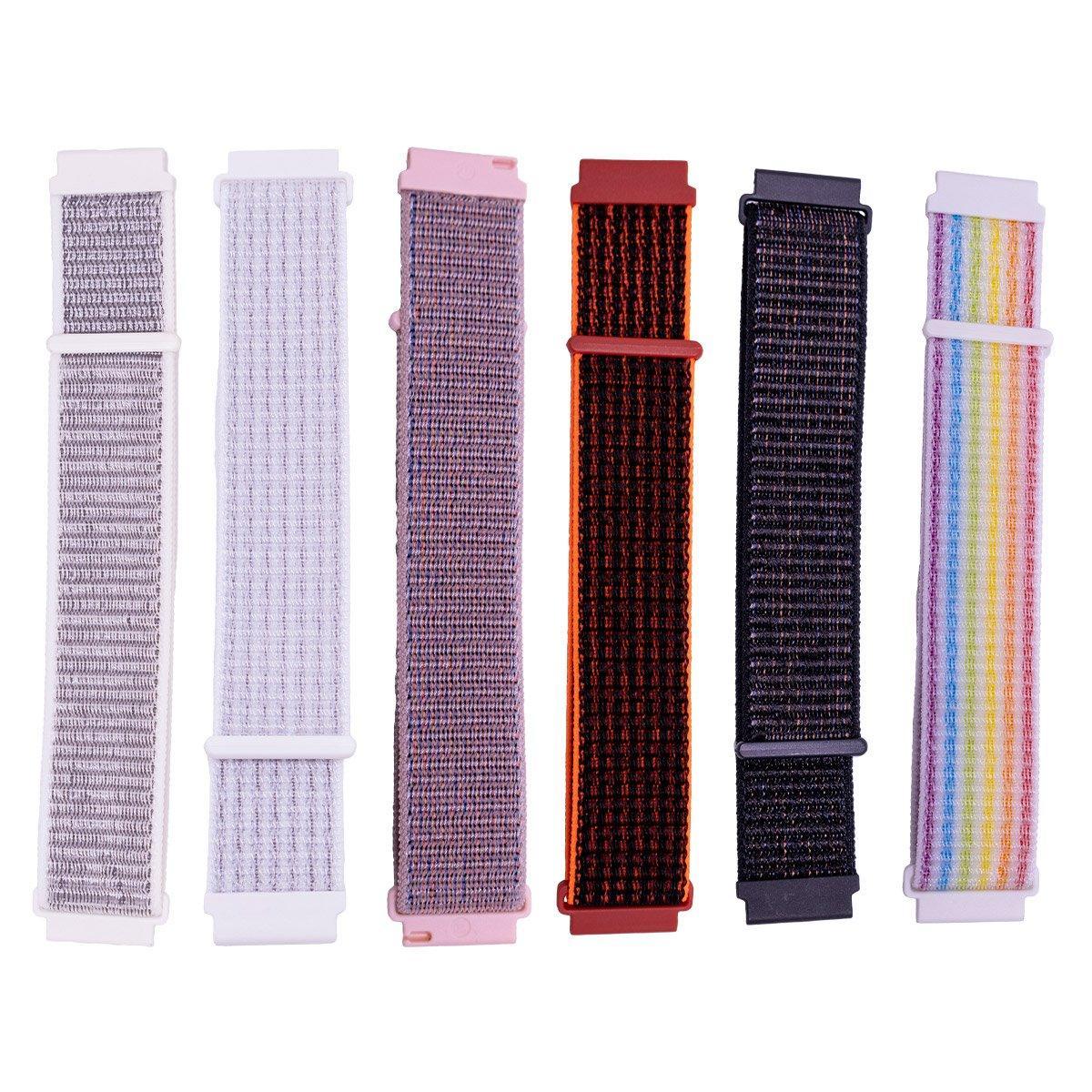 20mm Nylon Braided Sport Loop Velcro Watch Band Strap Compatible Replacement - White