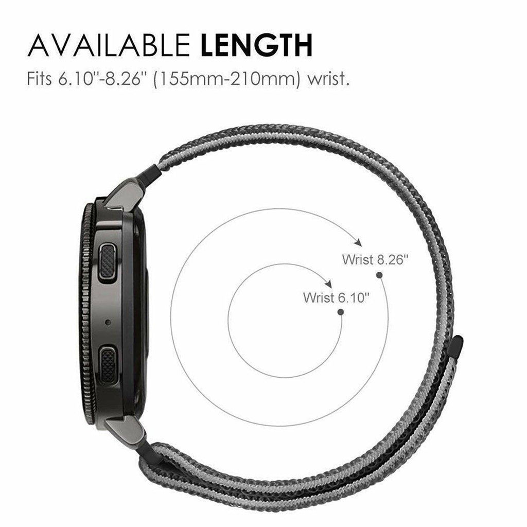 20mm Nylon Braided Sport Loop Velcro Watch Band Strap Compatible Replacement - White