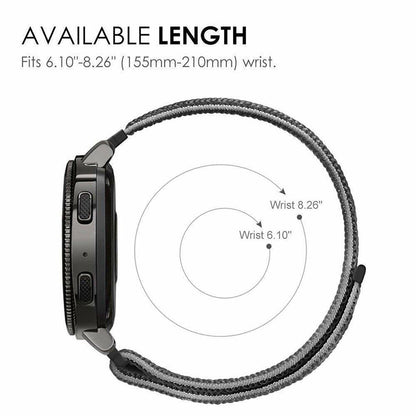 20mm Nylon Braided Sport Loop Velcro Watch Band Strap Compatible Replacement - White