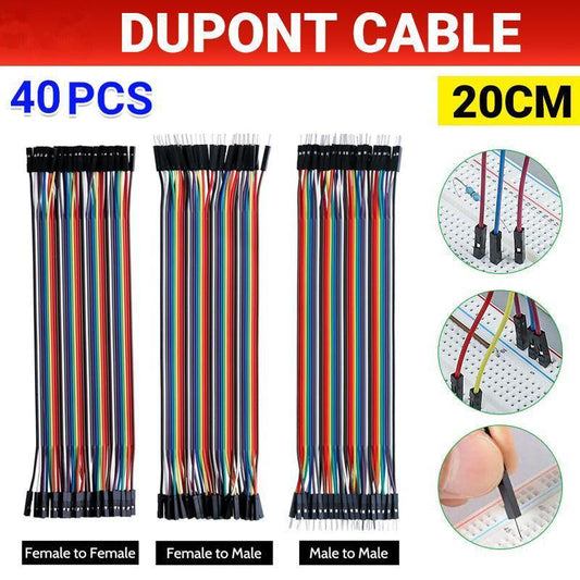 40PCS Dupont Cable 20cm Jumper Wire for Arduino RPi breadboard - Female to Female 20CM