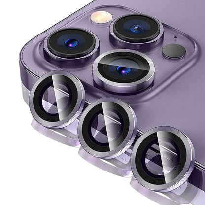For iPhone 14/14 Plus Metal Camera Lens Glass Screen Protector - Black
