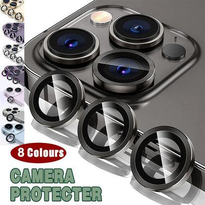 For iPhone 14/14 Plus Metal Camera Lens Glass Screen Protector - Gold