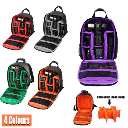 Waterproof DSLR Camera Backpack Multi Functional Rucksack for Canon Nikon Sony - Orange
