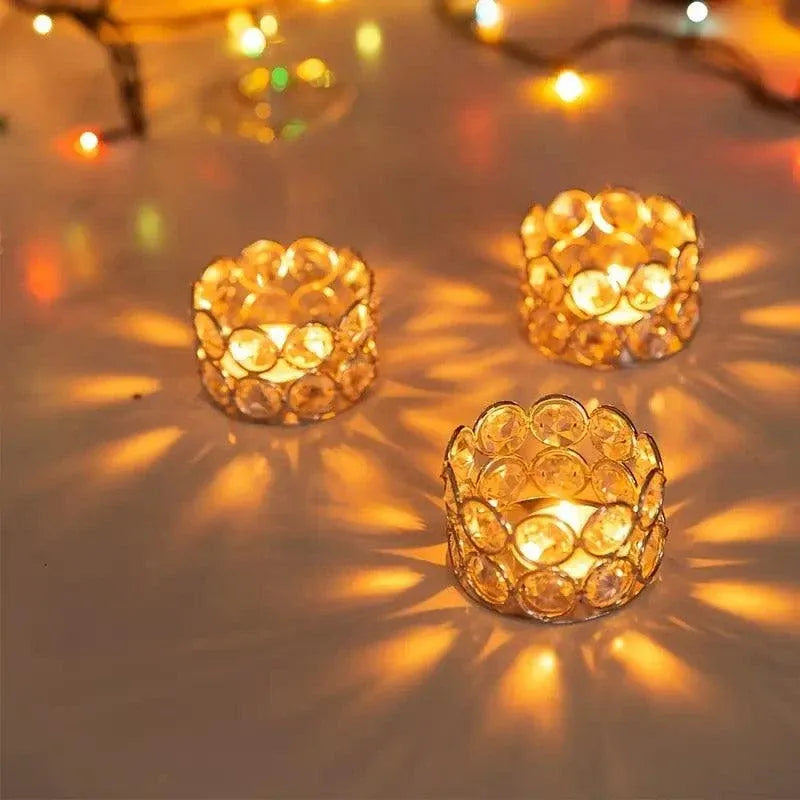 8pcs Gold European Candle Holders for Candlelight Dinner Decorative Candle Cups