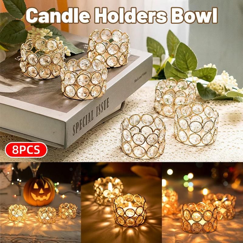 8pcs Gold European Candle Holders for Candlelight Dinner Decorative Candle Cups