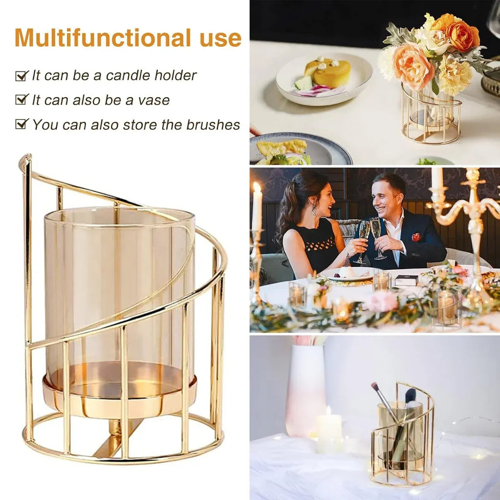Wrought Iron Candle Holder Romantic Candlestick Ornament Dinner Table Decor Prop - S