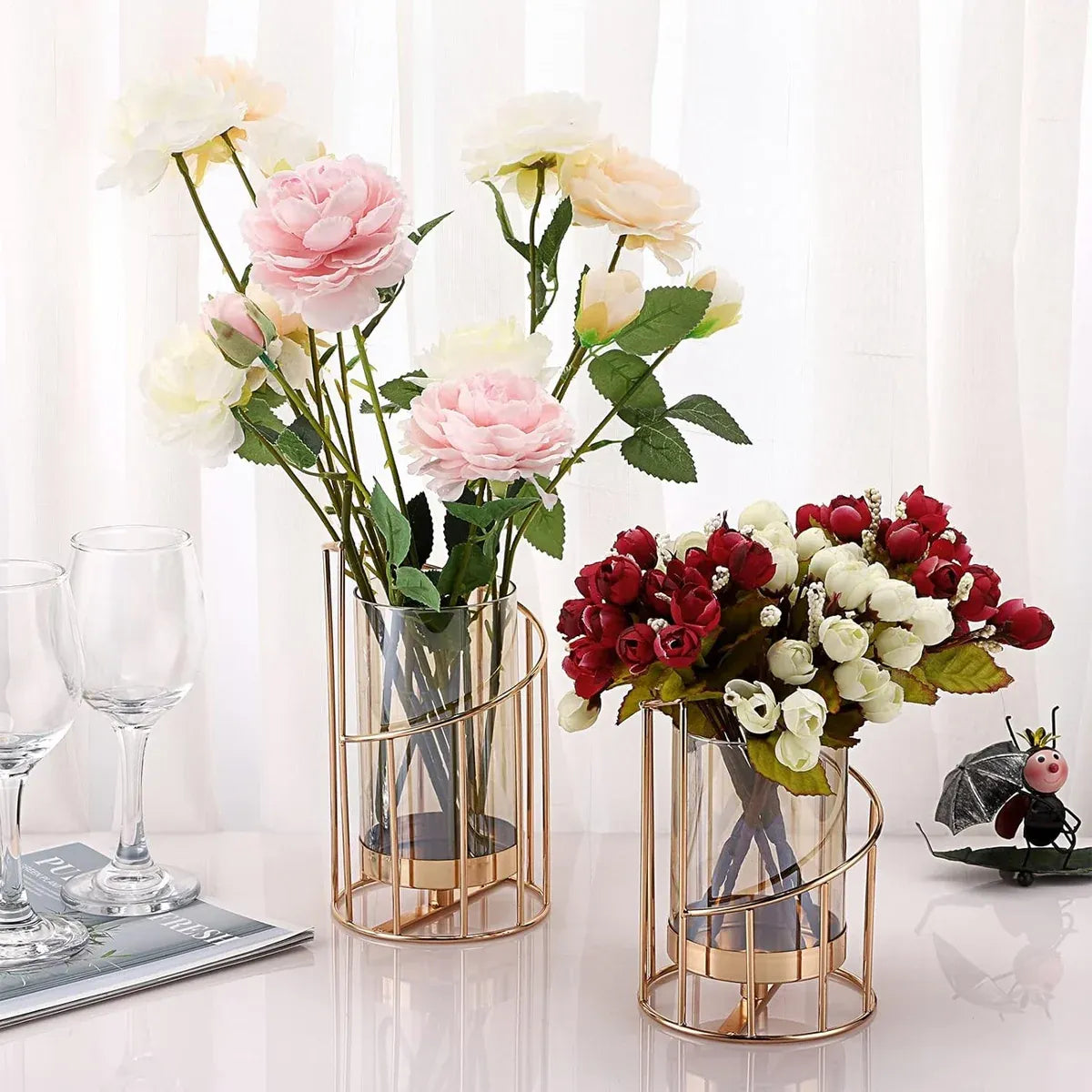 Wrought Iron Candle Holder Romantic Candlestick Ornament Dinner Table Decor Prop - S