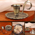 Retro Handheld Candlestick Holder European Style Candle Stand Metal Candlestick - Silver