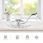 Retro Handheld Candlestick Holder European Style Candle Stand Metal Candlestick - Silver