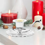 Retro Handheld Candlestick Holder European Style Candle Stand Metal Candlestick - Silver