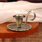 Retro Handheld Candlestick Holder European Style Candle Stand Metal Candlestick - Silver